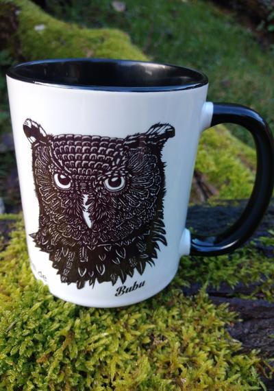 Tasse mit Scherenschnitt von Uhu Bubu
